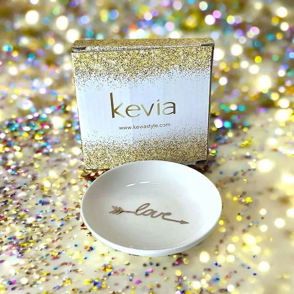 Kevia Style Love Jewelry Dish 4 Inch Ceramic Trinket Plate New In Box